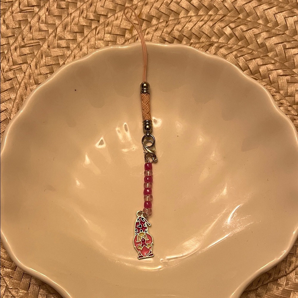 Chic Pink Beaded Phone Charm
